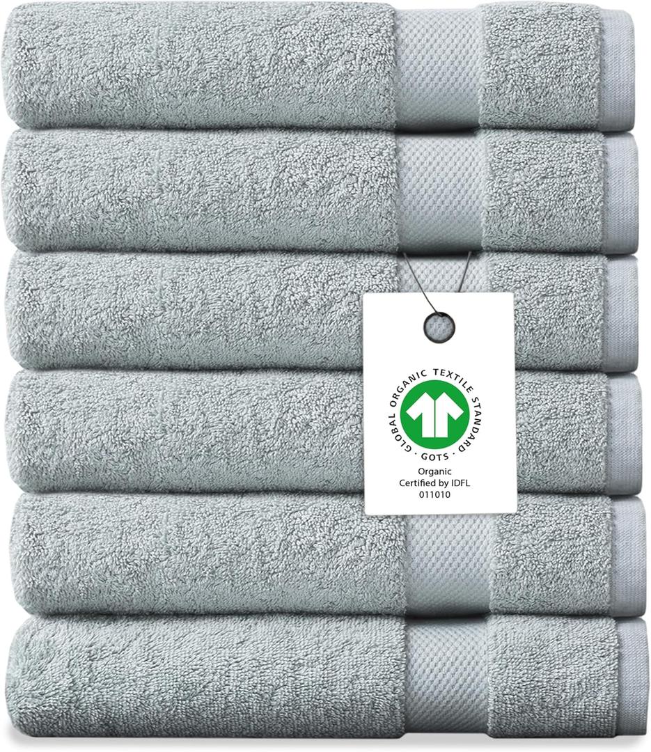 Organic Cotton Luxuriously Plush Washcloths Pack of 6 | GOTS & Oeko-TEX Certified | Premium Quality Face Towels | Feather Touch Technology|650 GSM Long Staple|Soft, Quick Dry & Ultra-Absorbe
