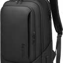 hk Laptop Backpack for Men with USB Charging Port Water-Resistant for 15.6 Inch Computer Bag Durable High-Tech Daypack Casual Backpack for Business Work College Weekender Travel-Black