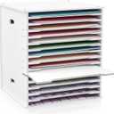 15 Tier Scrapbook Paper Organizer 12 x 12 Inch Adjustable Desk Scrapbook Paper Sorter Storage Rack File Organizer Wide Document Holder for Office Desktop(12.99 x 13.78 x 14.96 Inches)