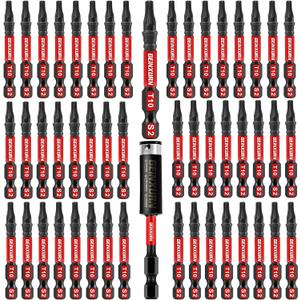 51 Pieces T10 Impact Tough Magnetic Screwdriver Bit Set, 2 In. #10 Torx Head Power Bit Set, S2 Alloy Steel T10 Star Bit with 1Pcs Impact Bit Holder