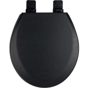 Toilet Seat, Slow Close, Soft Touch, Ultra-Smooth Matte Finish (No Orange-Peel Texture), Premium Moulded Wood, Quick Release, PIKLiDS (Black, Round)