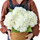 JINWOE 4PCS White/Cream Hydrangea Artificial Flowers, 21" Lifelike Latex Silk Real Touch Faux Hydrangea Flowers, Artificial Hydrangeas Bouquet for Wedding Centerpieces Tables Party Home