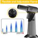 Butane Torch, Butane Refillable Kitchen Cooking Torch, Torch Lighter with Safety Lock And Adjustable Flame For BBQ, Baking, Brulee Creme, Crafts and Soldering(Butane Gas Not Included) (Silver)