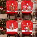 ceiba tree Christmas Chair Covers Set of 4 Santa Hat Red Slipcovers Chairs Back Covers NonWoven Fabric Xmas Decoration for Home Dinner Banquet Party Festival Holiday Decor