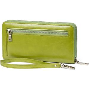 Wallets for Women RFID Blocking Leather Zip Around Wristlet Clutch Travel Purse (Green)