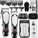 Hair Clippers for Men 4 in 1 White LED Display Cordless Clippers Set Professional Electric Beard Trimmer for Men Foil Shaver Nose and Ear Hair Trimmer with Storage Bag to Son Husband Father Gifts