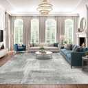 zesthome 10x12 Area Rugs - Large Modern Abstract Washable Rug, Low Pile Living Room Rug, Soft Anti-Skid Indoor Rugs, Non-Shedding Carpets for Bedroom Dining Living Farmhouse Nursery Home Office (Grey/Ivory)
