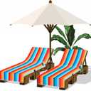Fumete 2 Pack Lounge Chair Covers 30 x 85 Inch Pool Chaise Lounge Towels Microfiber Beach Chair Towel Portable Striped Outdoor Patio Furniture Cover for Sunbathing Picnic Spa(Colorful)