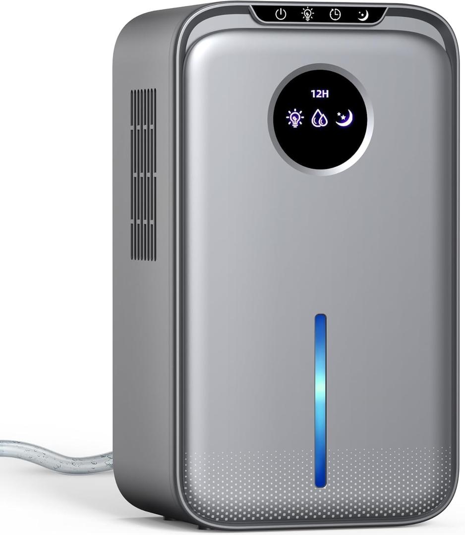 Dehumidifier(88.0OZ) for Home Small Dehumidifier With Drain Hose Timer (8-12-24H) Ultra-Quiet with Sleep Mode Auto Shut Off for Bedroom Bathroom Basement Kitchen RV Closet 850.0Sq.ft) (Grey)