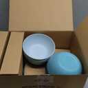 Grow Forward 16-piece Premium Wheat Straw Dinnerware Sets for 4 - Unbreakable Dishwasher & Microwave Safe Plastic Plates and Bowls Sets - Patio, Outdoors, RV, Camping Dishes - Seascape