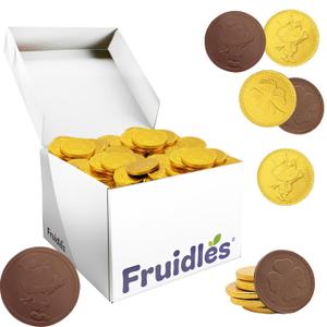 Fruidles St. Patrick's Day Chocolate Coins Leprechaun Lucky Gold Coins, Belgian Milk Chocolate Coins Nut-Free (1000-Pack) (EXP 06/08/27)