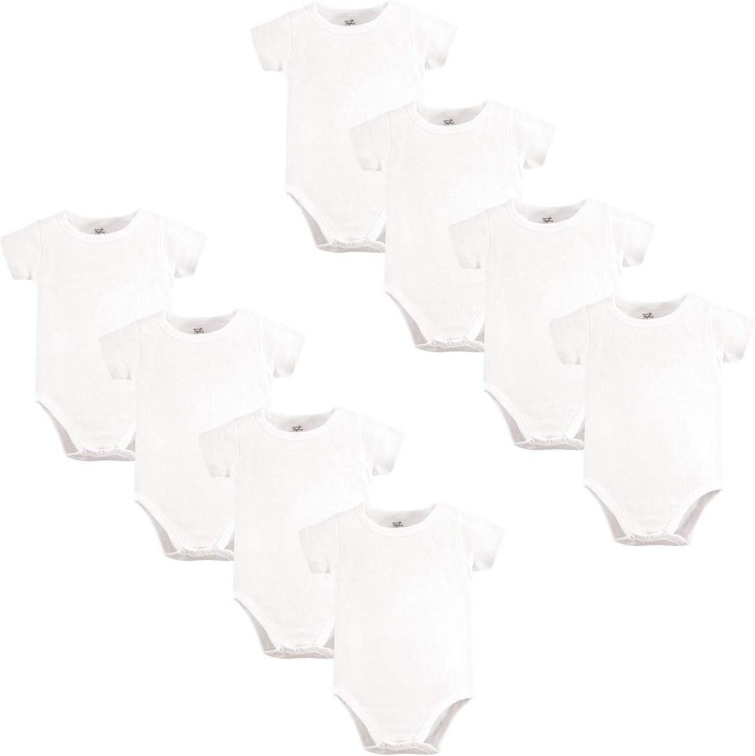 Touched by Nature Unisex Baby Organic Cotton Bodysuits (3-6 Months, White 8-pack)