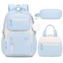 Bevalsa Backpack for Gilrs, School Bags for Kids with Lunch Bag & Pen Case, Bookbag for Girls Children Teens for Elementary Middle High school College Student with Cute Pins (Beige Blue)