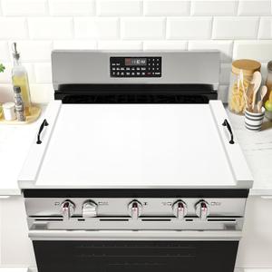 Noodle Board Stove Cover with Handles, Multiple Stove Top Cover Board for Electric/Gas Stove Top(White)