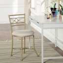 Gold Iron Vanity Stool with White Cushion