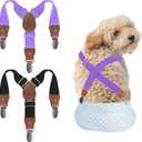 2 Pieces Dog Diaper Suspenders Escape Proof, Adjustable Belly Band for Male Dogs and Diaper Holder for Female Dogs in Heat, Washable & Reusable with 3 Clips(Black&Purple,S/M)