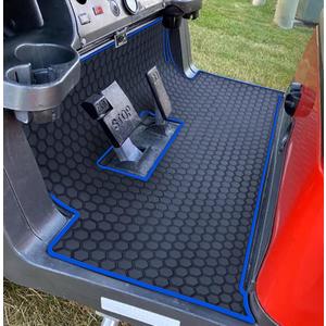 Golf Cart Floor Liner Mat Full Coverage Custom Fit for 2 and 2+2 Club Car Models Precedent 2004-2025/Onward & Tempo (2017-2025)/Villager & V4L (2019-2025 (Blue Trim)