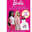 Barbie 16 Mini Valentines Cards with Jumbo Stickers 2 Pcaks