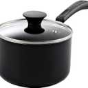 Cook N Home Nonstick Sauce Pan with Glass Lid 2-Qt, Multi-purpose Pot Saucepan Kitchenware, Black, Aluminum
