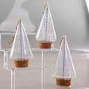 Christmas Tree Ornaments, Set of 3 Mini Glass Tree Shaped Hanging Decorations with Twine and Cork Base, Festive Xmas Decor for Christmas Tree, Holiday Home Party Decor