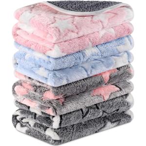 4 Pcs Waterproof Guinea Pig Blankets Washable Small Animal Fleece Bedding Absorbent Guinea Pig Cage Liners Reusable Pet Pee Pad Sleep Mat Pad Cover for Hamster Ferret (Cute Star Pattern,24 x 47 Inch)