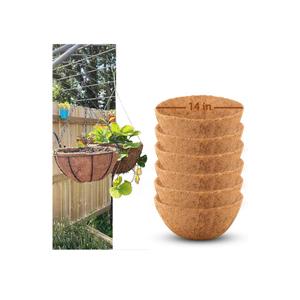 6 Pcs of 14-Inch Hanging Basket Coco Liners Replacement - Natural Round Coconut Fiber Planter Basket Liners for Hanging Basket Flowers