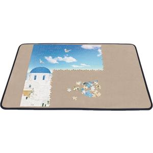 Becko US Jigsaw Puzzle Board, Portable Puzzle Table for Puzzles Storage Saver, Lightweight & Portable, Non-Slip Surface, for up to 1000 Pieces Jigsaw Puzzles (Khaki)