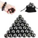 28 Pcs Magnetic Balls Fidget Toy, Adult Fidget Toys, Magnet Balls Can Replace Ferrite Putty, Office Desktop Decoration, Stress Relief, Anti Anxiety, Executive Desk Toys (Black) (Medium)