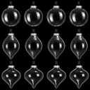 Zomiboo 12 Pcs Clear Glass Christmas Ball Ornaments Set 3.15" Hanging Shatterproof Glass Bulbs for Christmas Tree Baubles Bulk for Holiday Xmas Tree Decorations Gifts