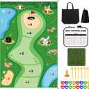 Golf Game Set, 47.2x70.8in Chipping Golf Game Mat Sticky Golf Mat Game Indoor Golf Game Washable Golf Game Practice Hitting Training Mat Mini Golf Set Golf Accessories for Home Office