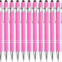 PASISIBICK 12 Pieces Pink Ballpoint Pen with Stylus Tip, 2 in 1 Stylus Stylish Pen, Premium Metal Stylus Pen for Touch Screens, Black Ink, 1.0 mm Medium Point(12 PCS Pink)
