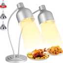 Food Heat Lamp,500W Commercial Food Warmer Lamp,Adjustable Food Warming Light with 3 Bulbs,2 Head Catering Heating Lamp for Kitchen Cafeteria Restaurant Buffet Parties