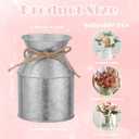 Galvanized Metal Flower Vase Set of 8-5.12 Inch Farmhouse Rustic Milk Can Jug Vase with Twine Bow, Floral Buckets for Wedding Table Centerpiece, Home Dining Room Decor (Rustic, 8)