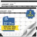 Desk Calendar 2026-2 PACK,January 2026 to June 2027,Desk calendar 2026-2027 Large 22x17, Calendar 2026 with PVC Cover,Round Holes& NOTES List (Black),18 Months 2026 Desk Calender.