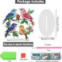 Bimkole Tabletop Diamond Art Kits for Adults Bird, DIY 5D Special Shaped Rhinestone Desk Placement Ornament, Home Office Decor Stand Up Gem Diamond Painting Craft Kit Branches 7.87x7.87inch