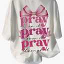 RoseSeek Girl's Bowknot Letter Graphic Tee Round Neck Short Sleeve Cute Tops Loose T Shirt 16 Y