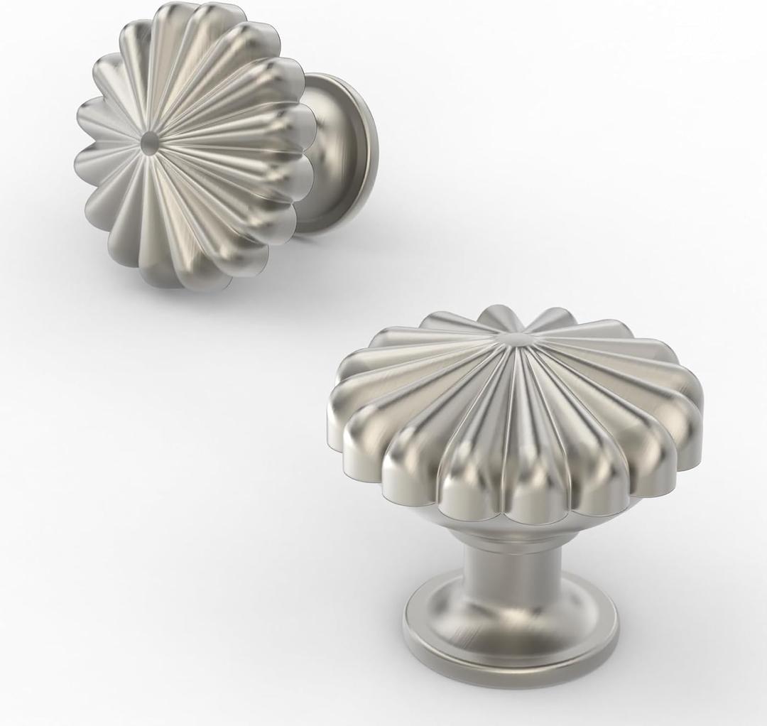 Asidrama 10 Pack Brushed Satin Nickel Kitchen Cabinet Knobs for Dresser Drawers - Zinc Hardware (Single Hole Knob)