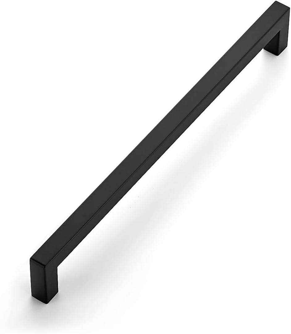 Ravinte 1 Pack 10 Inch Kitchen Square Cabinet Handles Matte Black Pulls Black Drawer Pulls Kitchen Cabinet Hardware for Cupboard Drawer Handles