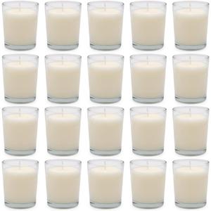 20 Packs White Votive Candles with Clear Glass Holder, 1.8 Oz Unscented Soy Wax Candle for Home Decoration, Candle Gifts for Christmas Thanksgiving Halloween