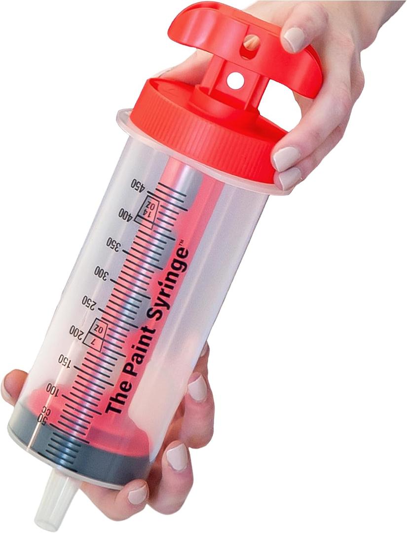 Paint Syringe Large 500ml with Lid, Wide Nozzle for Thick Liquids, Ergonomic Handle, Mess-Free Paint Dispenser, Precise Application Tool for Wall Paint, DIY Painting, Arts & Crafts, Home Improvement