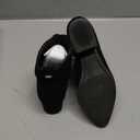 Womens Pointed Toe Slip on Ankle Booties Stacked Mid Block Heel Shoes Faux Leather Boots Black Size 6