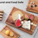 Fibogollo Acacia Wood Cutting Boards for Kitchen(Set of 3),Wooden Chopping Boards Set with Juice Groove,Serving Board with Holder,Butcher Block for Meat,Vegetables,Fruit