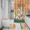 DDS-DUDES Easter Shower Curtain for Bathroom Rabbit & Eggs Watercolor Shower Curtain,Spring Colorful Bathtubs Curtains Spring Easter Decoration Set with Hooks Washable Fabric 71" x 71"