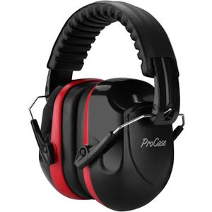 ProCase Noise Reduction Ear Muffs, Sound Proof Ear Protection, NRR 28dB Noise Cancelling Headphones for Adults Kids Autism, Hearing Protection for Shooting Gun Range Mowing -Red