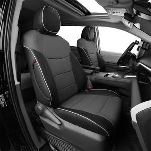 EKR Sienna Seat Covers for 2021 2022 2023 2024 2025 2026 Toyota Sienna LE, XLE,8 Seats,2nd Row 4/2/4 Split,Waterproof Seat Covers Full Set for Trucks - Three Row,Leather (Black/Gray)