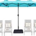SUPERJARE 13FT Outdoor Patio Umbrella with Base Included, Double Sided Pool Umbrellas with Fade Resistant Canopy, Large Table Umbrella for Deck, Market, Backyard - Blue