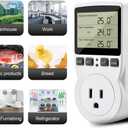 Diymore 1800W Plug in Thermostat Temperature Controller Electric Digital RV Thermostats Heating Cooling Control Mode Timer White 120V 15A Digital Temperature Controller Thermostat Timer LCD Display