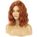 BERON Red Orange 14" Women Wigs Girls Red Head Short Curly Wavy Hair Wig Dark Orange Body Wave Halloween Cosplay Costume Daily Party Wigs