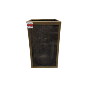 Modern Metal Lantern with Contrast Frame with Glass Cylinder (Brass, 6"x10")