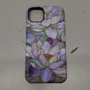 for iPhone 15 Pro Case - Wireless Charging Compatible - Dual-Layer Hard Shell + Silicone Cover - Shockproof Protective Phone Case with Stylish Designs for Women - Abstract Lotus